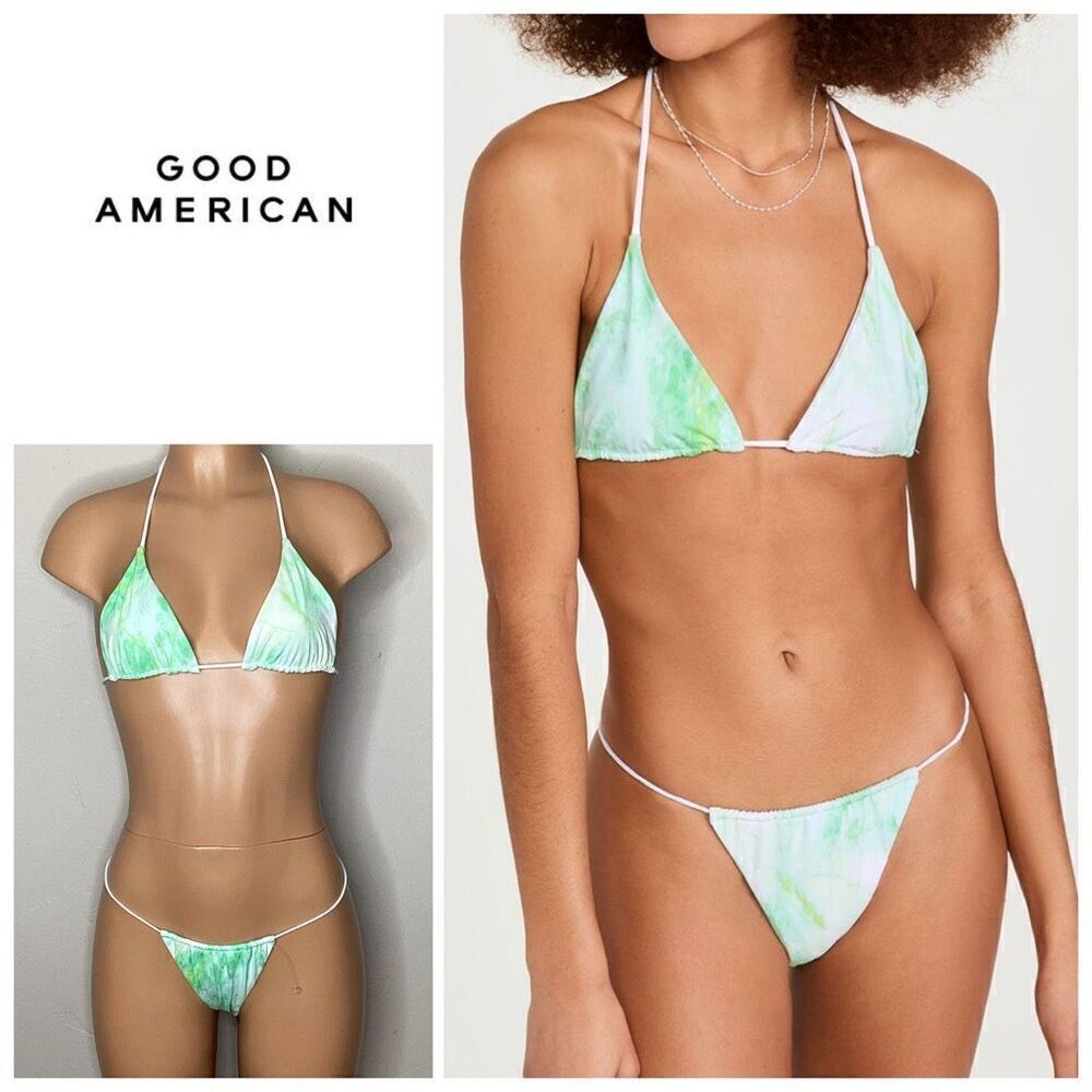 New. Good American green marble bikini. Small. Retails $99